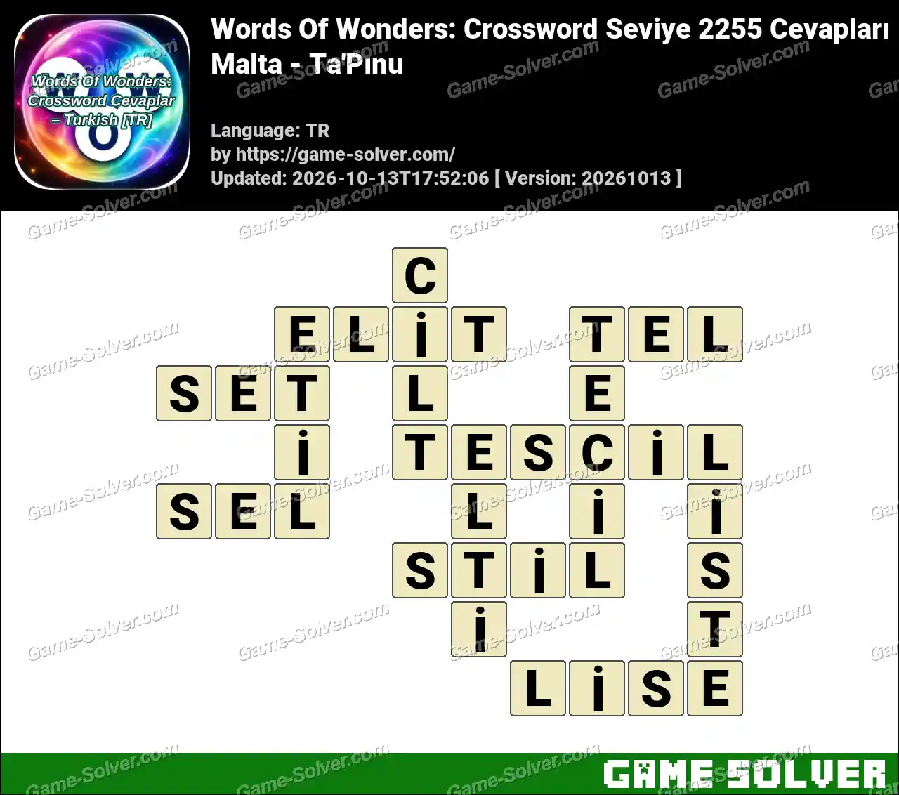 Words Of Wonders: Crossword Seviye 2255 Cevapları – Malta – Ta’Pınu